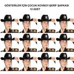 Stumbanng Kovboy Şerif Şapkası Siyah 12 Adet - Kostüm, Parti ve Gösteri Şapkası