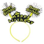 Stumbanng Parti Happy Birthday Püsküllü Neon Sarı Renk Doğum Günü Tacı 22x19 cm