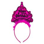Stumbanng Parti Happy Birthday Yazılı Neon Fuşya Renk Doğum Günü Tacı
