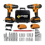 Sturdy 56V8AH X-W-Q Seri Japon Teknolojisi Darbeli Metal Şanzumanlı Şarjlı Çift Akülü Matkap + 27 Parça Matkap Ucu Seti
