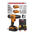 Sturdy 58V 6AH Lion Çift Akülü Turuncu Turbo Şarjlı Vidalama Matkap + 27 Parça Uç