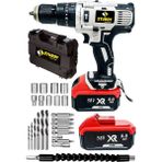 Sturdy 58V 6AH Metal Sanzumanlı Setli Li-ion Çift Akülü Şarjlı Matkap 27 Parca Setli