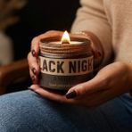 Stworkshop Black Night: Dekoratif Mum - Hediyelik Özel Tasarım Kavanoz Amber Kokulu Mum, 250 gr Doğal Vegan Soya Wa x Mumu - 1 Adet