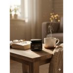 Stworkshop Black Series – Black Marble Amber Kokulu Mum (250GR) Doğal Vegan Soya Wax | Ahşap Fitil | Özel Siyah Mermer Desenli Cam Kavanoz - 1 Adet