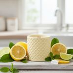 Stworkshop Limon Kokulu, Hediyelik Bohem Dekoratif Beton El Yapımı Vegan Soya Wax Mum (250 Gr) 🍋 - 1 Adet