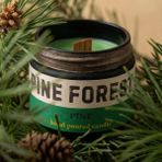 Stworkshop Pine Forest Dekoratif mum : Özel Tasarım Kavanoz Mum Çam Kokulu 250GR Doğal Vegan Soya Wax Mumu- Ahşap Fitil. - 1 Adet