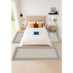 Sty Home Gri Mavi Dijital Baskılı 3 'Lü Yatak Odası Halısı Yolluk Takımı 80X150 2 Adet 80X300 1 Adet 29
