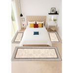 Sty Home Krem Dijital Baskılı 3 'Lü Yatak Odası Halısı Yolluk Takımı 80X150 2 Adet 80X300 1 Adet 27