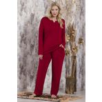 STYLE SENFONİ Viskon V Yaka Battal Uzun Kol Likralı Pijama Takımı