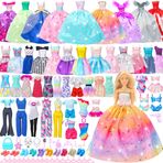 Style Shine 52 Adet Bebek Giysileri ve Aksesuarları, 2 Gelinlik 6 Moda Elbise 2 Takım Günlük Kıyafetler Üst ve Pantolon 2 Mayo, 20 Askı 10 Ayakkabı 10 Aksesuar Kızlar için Oyuncaklar Çocuklar Doğum