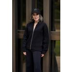 Styleboom X Peraluna DOVER BOMBER JACKET Saç Örgü Triko Bomber Kadın Triko Ceket - Siyah
