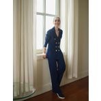 Styleboom X Peraluna KATHERINE BLAZER Çelik Örgü Klasik Kesim Düğmeli Blazer Kadın Triko Ceket Lacivert
