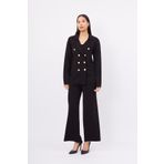 Styleboom X Peraluna KATHERINE BLAZER Çelik Örgü Klasik Kesim Düğmeli Blazer Kadın Triko Ceket - Siyah