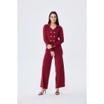 Styleboom x Peraluna Kathy Blazer Çelik Örgü Crop Kruvaze Blazer Kadın Triko Ceket - Bordo - XL