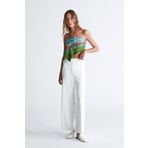 Styleboom X Peraluna MARLENE TROUSER Düğme Detaylı Rahat Kesim Kadın Triko Pantolon Ekru