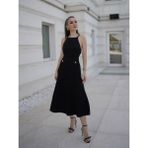 Styleboom x Peraluna Vıvıen Skırt Düğme Detaylı Diz Altı Kloş Kadın Triko Etek - Siyah - XS
