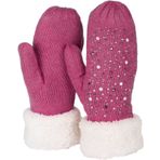 styleBREAKER Bayan sıcak kışlık örgü eldivenler, suni elmas ve incili, eldiven, termal polar, örgü eldiven 09010039, Pembe, Einheitsgröße