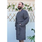 Stylish Home 4 Katlı %100 Pamuk Muslin Bornoz - S - M - Antrasit