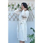 Stylish Home 4 Katlı %100 Pamuk Muslin Bornoz - S - M - Ekru