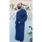 Stylish Home 4 Katlı %100 Pamuk Muslin Bornoz - S - M - Lacivert