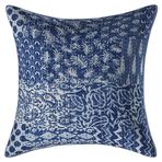 Stylo Culture Hint Koltuk Kırlent Kılıfı 18 x 18 Kantha Yama İşi Indigo Mavi Beyaz Geleneksel 45 x 45 cm Ev Dekoru Pamuk Yama İşi Kare Yastık Kılıfı | 1 Adet