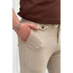 Stylo Men Erkek Krem Renk Gofre Kumaş Slim Fit Jogger Pantolon
