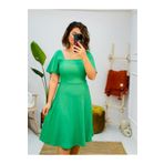 su.butiksu Kare Yaka Likralı Elbise Yeşil