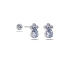 Su Damlası Rodyumlu Tragus Gümüş Küpe 5520