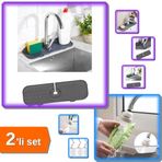 Su Emici Sihirli Mutfak Banyo Musluk Matı + Oynar Musluk Başlığı 3 Modlu - 2li Set L5D6H0