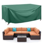 Su geçirmez açık veranda masa örtüsü dikdörtgen masa ve sandalye seti 350x210x80cm yeşil yırtılmaya dayanıklı 420D Oxford rüzgar geçirmez Anti UV büyük bahçe mobilyası koruyucu kapak