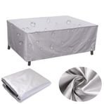 Su geçirmez Ağır 420D Oxford Kumaş Veranda Seti Kapak Rüzgar Geçirmez Anti UV Dikdörtgen Bahçe Masa Örtüsü Gümüş 220x180x75cm