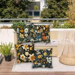 Su geçirmez Bahçe Minderi Kılıfları 55,88 cm x 55,88 cm | 4'lü Dekoratif Keten Yastık Kılıfı Seti, Dış Mekan Veranda Kanepe Yatak Sandalyesi için Çift Taraflı Çiçek Baskılı - PX-405