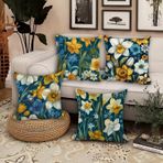 Su geçirmez Çiçek Yastık Kılıfları 45,7 x 45,7 cm 4'lü Set Dekoratif Keten Yastık Kılıfı Çift Taraflı Baskılı Dış Mekan Veranda Bahçe Kanepe ve Sandalye için - PX-377