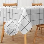 Su geçirmez Dikdörtgen Masa Örtüsü 60"x108" Siyah & Beyaz Damalı Kırışıklığa Dayanıklı Veranda Piknik Yemek Odası Mutfak Ev Kafe için Dayanıklı 153x275cm