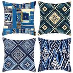 Su geçirmez Dış Mekan Geometri Yastık Kılıfları 50,7 x 60,7 cm 4'lü Set Dekoratif Yastık Kılıfı Çift Taraflı Baskılı Veranda Bahçe Kanepe Sandalyesi için - Çizgili PX-463