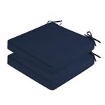 Su geçirmez Dış Mekan Sandalye Minderleri 2'li Set, 22"x22"x3" Lacivert Hafızalı Köpük Koltuk Minderleri Veranda Mobilyaları için Ayarlanabilir Bağları ile, Rahat Köşe Minderleri