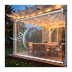 Su geçirmez Dış Mekan Şeffaf Rulo Perdeler, Özelleştirilebilir Ağır Hizmet Tipi Vinil Stor Perdeler, Veranda Sundurma Pergola Taslak Stoper için Şeffaf PVC Stor Perdeler(W170*H200cm/W66.9*H78.74in)