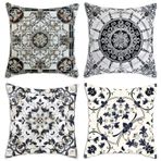 Su geçirmez Dış Mekan Yastık Kılıfları 30,7 x 40,7 cm 4'lü Set Dekoratif Keten Yastık Kılıfı Çift Taraflı Mandala Baskılı Veranda Bahçe Kanepe ve Sandalye için - Şık ve