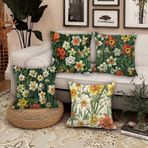 Su geçirmez Dış Mekan Yastık Kılıfları 40 x 40 cm 4'lü Set Veranda ve Bahçe için Dekoratif Yastık Kılıfı Çift Taraflı Çiçek Baskılı Keten Koltuk ve Sandalye Çiçek PX-269