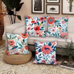 Su geçirmez Dış Mekan Yastık Kılıfları 45 x 45 cm 4'lü Set Dekoratif Keten Yastık Kılıfı Veranda ve Bahçe Mobilyaları için Çift Taraflı Çiçek Baskılı Kanepe ve Sandalye için - PX-509