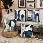 Su geçirmez Dış Mekan Yastık Kılıfları 4'lü Set 28"x28" Çift Taraflı Baskılı Geometri Kırlent Kılıfları Veranda Bahçe Kanepe ve Oturma Odası Dekoru için - Yaz Konforu PX-89