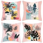 Su geçirmez Dış Mekan Yastık Kılıfları 50,7 x 60,7 cm 4'lü Set Dekoratif Keten Yastık Kılıfı Çift Taraflı Baskılı Veranda Bahçe Kanepe Sandalye Yatağı için - Plant PX-565