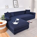 Su geçirmez Elastik L Şekilli Seksiyonel Kanepe Kılıfları Yumuşak Süt İpek Polyester Slipcovers 2 ve 3 Kişilik Kanepeler için Yastık Kılıfları Lacivert Streç Mobilya Koruyucu