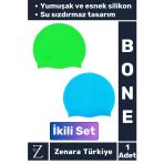 Su Geçirmez Elastik Yumuşak Yüzücü Havuz Deniz Yüzme Şapkası Esnek Silikon Bone 2'Li Set