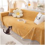 Su geçirmez kedi çizik koruyucu kanepe örtüsü L şekilli mobilya koruyucu 1 4 kişilik kanepeler Anti Scratch Curcuma renk 200x380cm dayanıklı evcil hayvan dostu kumaş