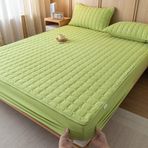 Su geçirmez lastikli çarşaf, 90 x 200 cm, bazalı yatak için, yumuşak pamuk, polyester karışım, fasulye pembesi, kareli desen, 28 cm yüksekliğe kadar yataklara uyar
