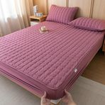 Su geçirmez lastikli çarşaf, bazalı yatak için, 90 x 200 cm, pamuk, polyester karışım, pembe fasulye desenli desenli yatak için uygun, 28 cm uzunluğa kadar
