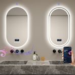 Su Geçirmez LED Banyo Aynası, Buğu Önleyici Özellikli, Entegre Bluetooth'lu, 3 Parlaklık Renkli, Çok Fonksiyonlu Duvara Monte Ayna, 23,6 x 39,5 inç (B60*100cm)