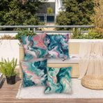 Su geçirmez Mermer Yastık Kılıfları 60,7 x 60,6 cm 4'lü Set Dekoratif Yastık Kılıfı Çift Taraflı Baskılı Keten Kılıflar Veranda Bahçe Kanepe Yatak Sandalyesi için - Soyut Tasarım PX-159