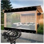 Su geçirmez perde, plastik branda, dış mekanlar için, halkalı, sağlam, su geçirmez PVC branda, pergola, teras, yan perdeler, siyah, 5 x 3 m
